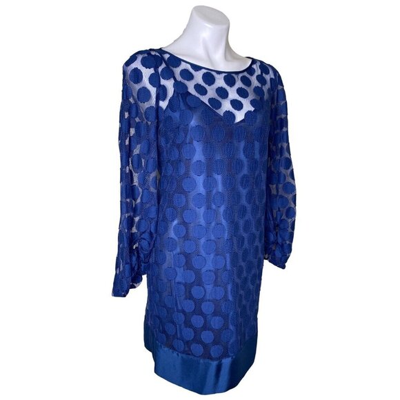 Laundry by Shelli Segal NWT $195 Polka Dot Mini Dress, Sky Blue Women's Size 8 - Picture 2 of 10